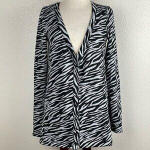 EUC Eyeshadow Womens Black and Gray Zebra Print Cardigan Size L